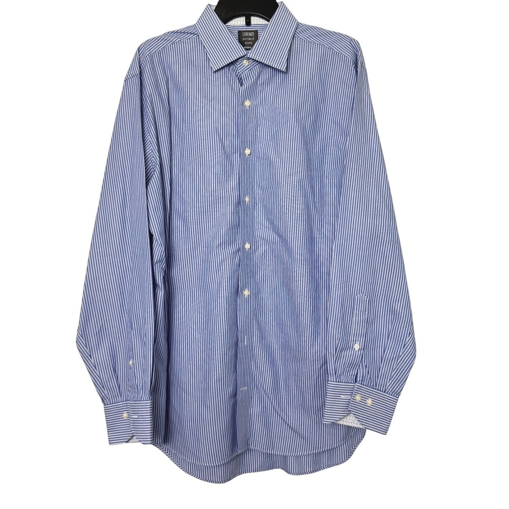 Lot of 2 Lorenzo Raffinato Men 17 34-35 Modern Fit Striped Dress Shirts - Picture 5 of 8
